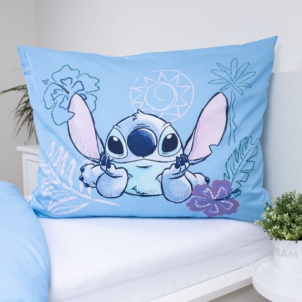Plava pamučna dječja posteljina za krevet za jednu osobu 140x200 cm Lilo and Stitch "Wave" – Jerry Fabrics