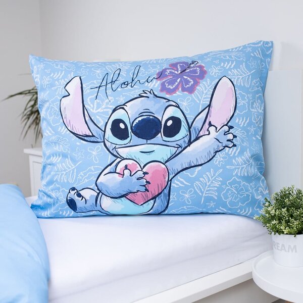 Plava pamučna dječja posteljina za krevet za jednu osobu 140x200 cm Lilo and Stitch "Wave" – Jerry Fabrics