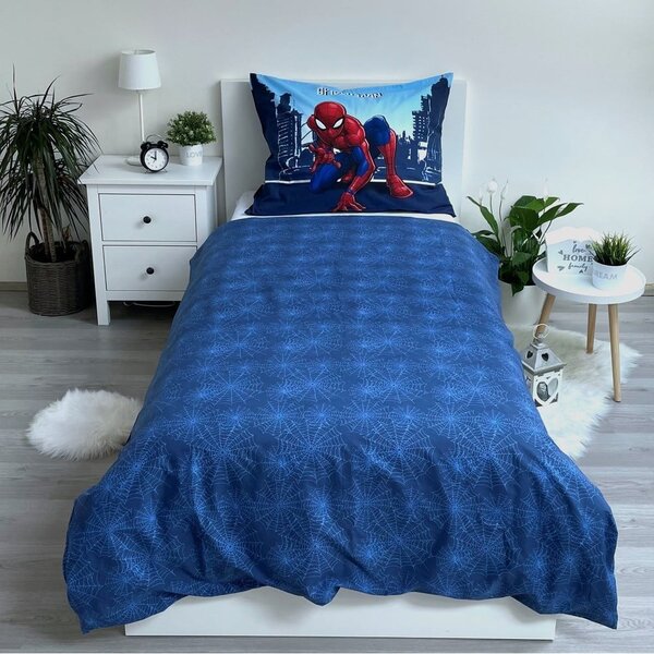 Plava pamučna dječja posteljina za krevet za jednu osobu 140x200 cm Spider-man "Blue" – Jerry Fabrics
