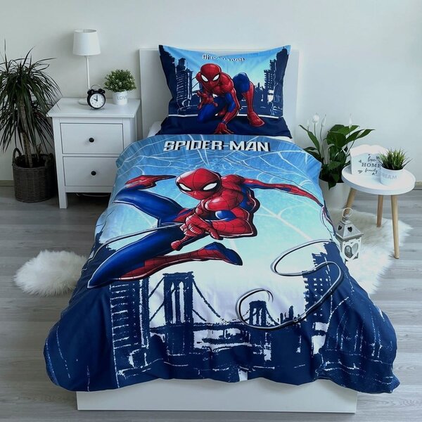 Plava pamučna dječja posteljina za krevet za jednu osobu 140x200 cm Spider-man "Blue" – Jerry Fabrics