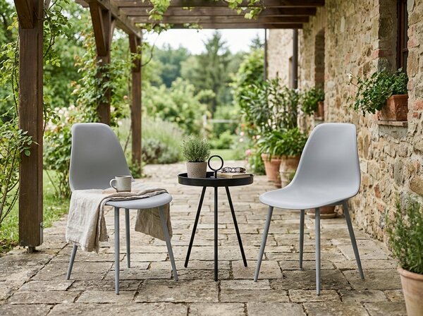Set 2 kom plastičnih stolica OSAKA, svijetlo siva