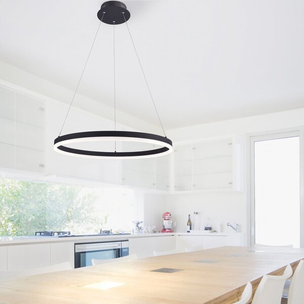 Paul Neuhaus LED viseća svjetiljka TITUS, antracit, Ø 60 cm, metal, prigušiva prekidačem,, Crno, Dnevni boravak/blagovaonica, Aluminij