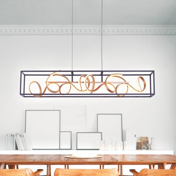 Paul Neuhaus LED viseća svjetiljka SELINA, crna i zlatna, duljina 110 cm, s prigušivačem, prigušiva, Crno, Dnevni boravak/blagovaonica, Aluminij