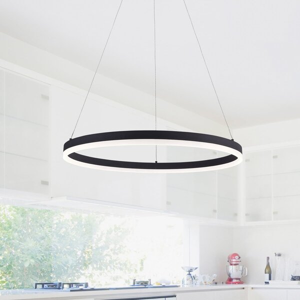Paul Neuhaus LED viseća svjetiljka TITUS, antracit, Ø 60 cm, metal, prigušiva prekidačem,, Crno, Dnevni boravak/blagovaonica, Aluminij