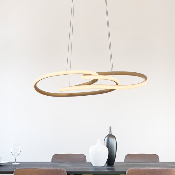 Paul Neuhaus Ljesteni luster TWIST LED, bež, duljina 76 cm, metalni prigušivač, prigušiva, Bež, Dnevni boravak/blagovaonica, Aluminij