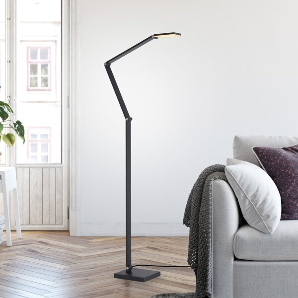 Paul Neuhaus LED podna lampa SAMSKY, siva, visina 161 cm, metal, prigušivač na dodir, prigušiva, Sivo, Dnevni boravak/blagovaonica, Aluminij