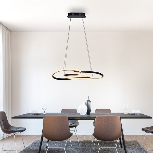 Paul Neuhaus Luster TWIST LED, crna, duljina 76 cm, metalni prekidač za prigušivanje, prigušiva, Crno, Dnevni boravak/blagovaonica, Aluminij