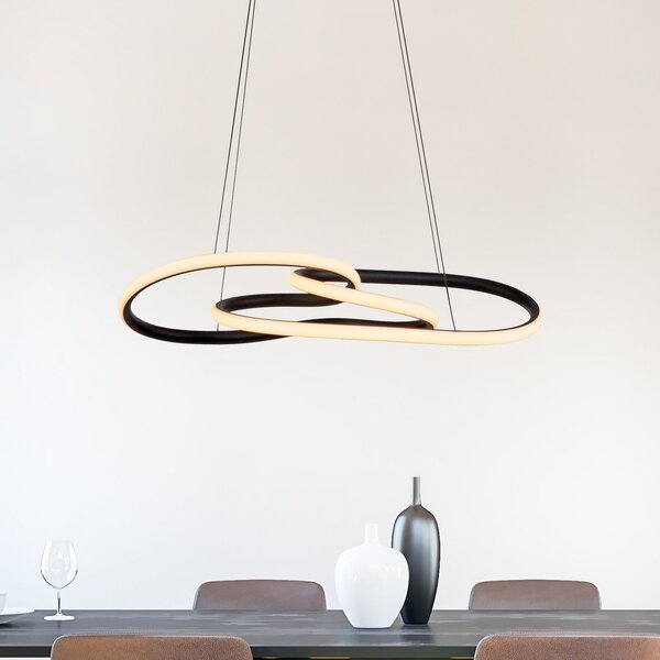 Paul Neuhaus Luster TWIST LED, crna, duljina 76 cm, metalni prekidač za prigušivanje, prigušiva, Crno, Dnevni boravak/blagovaonica, Aluminij