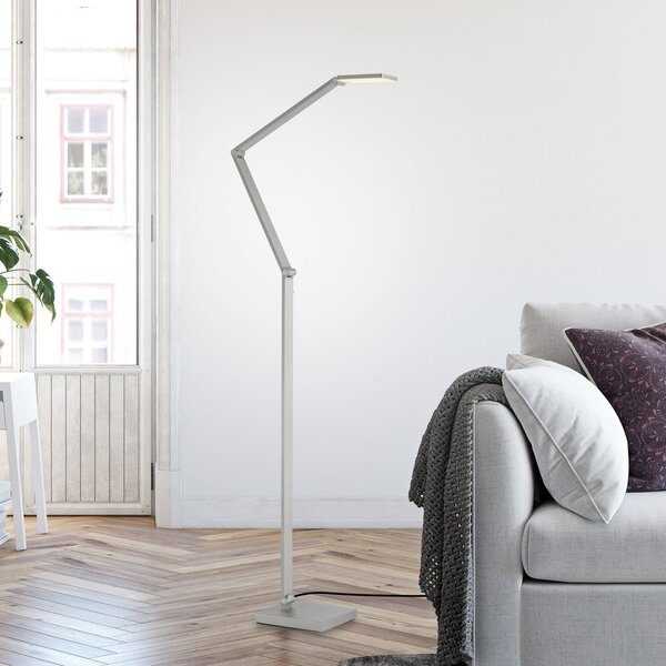 Paul Neuhaus LED podna lampa SAMSKY, čelik, visina 161 cm, metalni prigušivač na dodir, prigušiva, Metalik, Dnevni boravak/blagovaonica, Aluminij