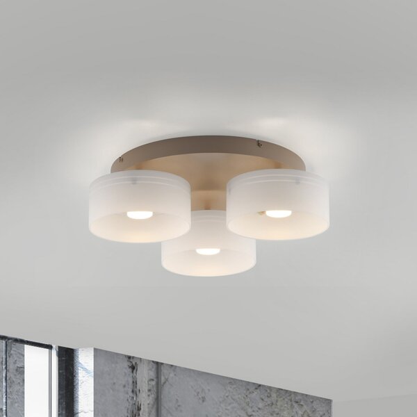 Paul Neuhaus Stropna svjetiljka MARIKA LED, bež/bijela, 40 cm, 3 žarulje, staklo, prigušiva, prigušiva, Bež, Dnevni boravak/blagovaonica, Staklo, Pokrivač okrugli izravno