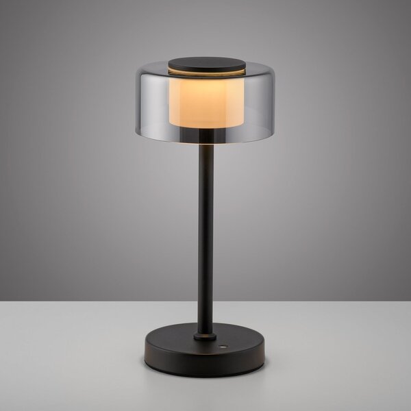 Paul Neuhaus RIKA LED punjiva stolna lampa, crna, 33 cm, metal i staklo, prigušivanje, prigušiva, Crno, Dnevni boravak/blagovaonica, Metal