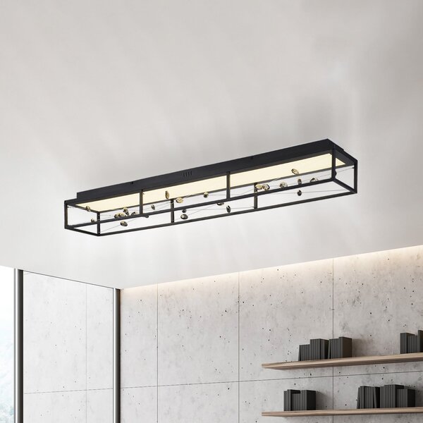 Paul Neuhaus SKINA LED stropna svjetiljka, crna, 112 cm, CCT prigušivanje, daljinski, prigušiva, Crno, Dnevni boravak/blagovaonica, Metal