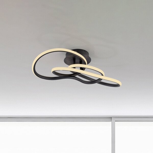 Paul Neuhaus LED stropna svjetiljka TWIST, crna, duljina 90 cm, metal, prigušiva prekidačem,, Crno, Dnevni boravak/blagovaonica, Aluminij