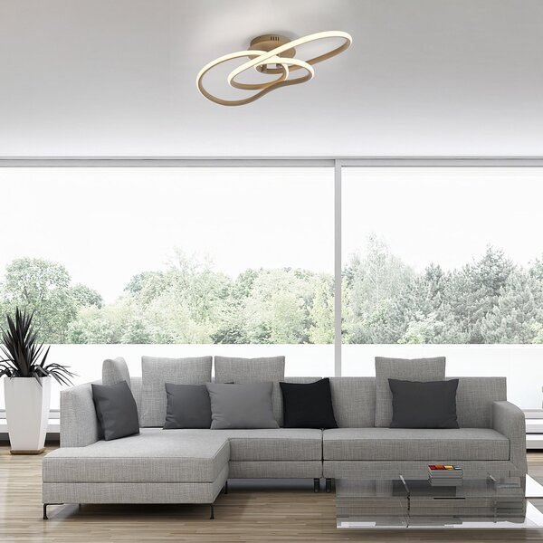Paul Neuhaus LED stropna svjetiljka TWIST, bež, duljina 90 cm, metal, s prigušivačem, prigušiva, Bež, Dnevni boravak/blagovaonica, Aluminij
