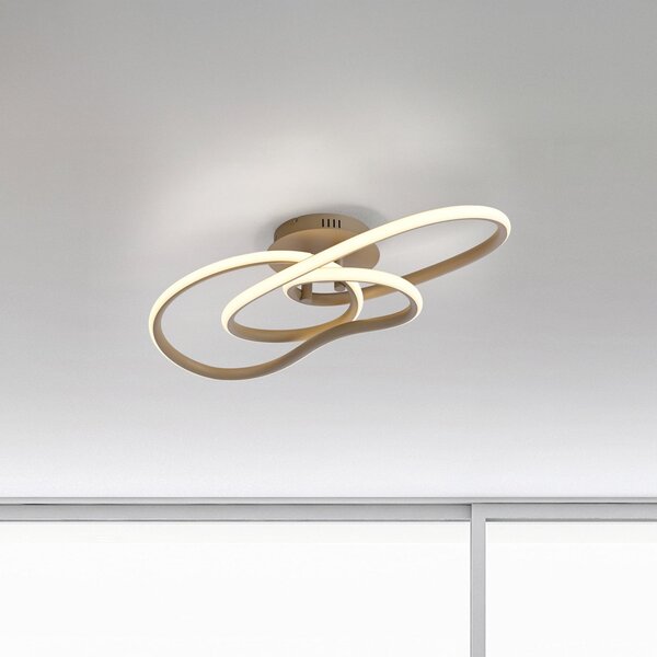Paul Neuhaus LED stropna svjetiljka TWIST, bež, duljina 90 cm, metal, s prigušivačem, prigušiva, Bež, Dnevni boravak/blagovaonica, Aluminij