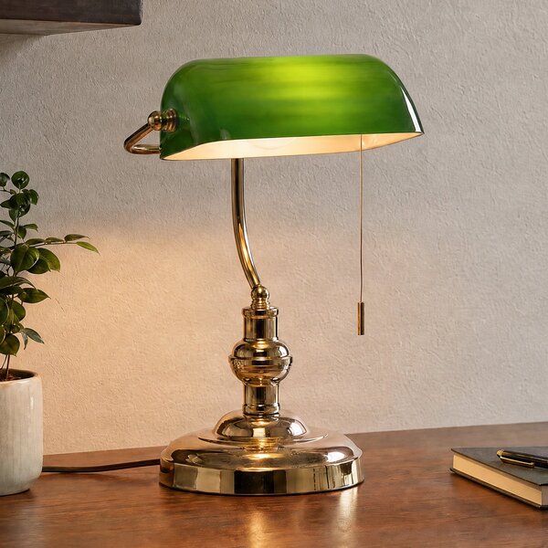 Lindby Milenka stolna lampa, mjed, visina 39 cm, metal, Zlato / mjed, Dnevni boravak/blagovaonica, Metal