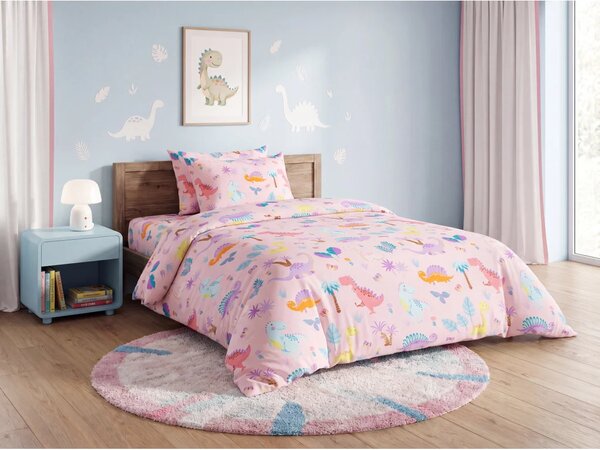 Set dječje posteljine od mikrovlakana DINO ISLAND u boji + jastučnica 50 x 70 cm BESPLATNO