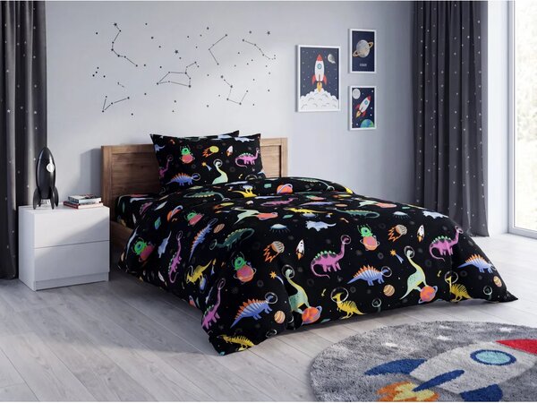 Set dječje posteljine od mikrovlakana DINO SPACE šarena + Jastučnica 50 x 70 cm BESPLATNO