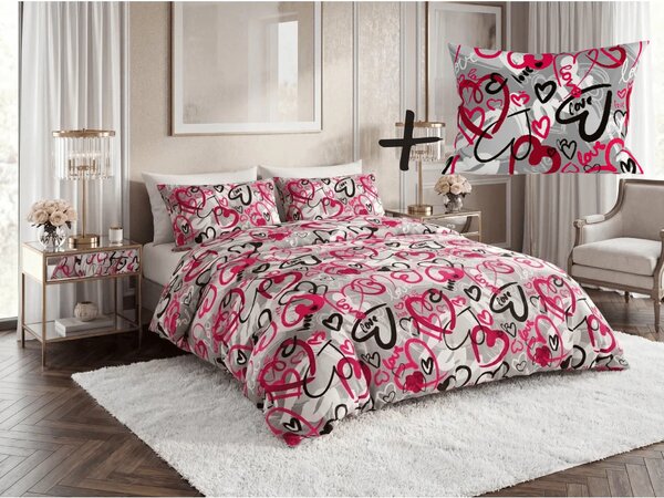 Set posteljine od polipamuka STREET LOVE POLY siva + jastučnica 50 x 70 cm BESPLATNO