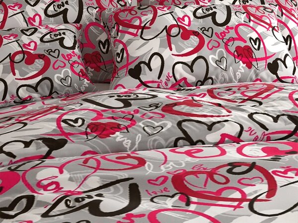 Set posteljine od polipamuka STREET LOVE POLY siva + jastučnica 50 x 70 cm BESPLATNO