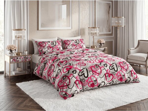 Set posteljine od polipamuka STREET LOVE POLY siva + jastučnica 50 x 70 cm BESPLATNO