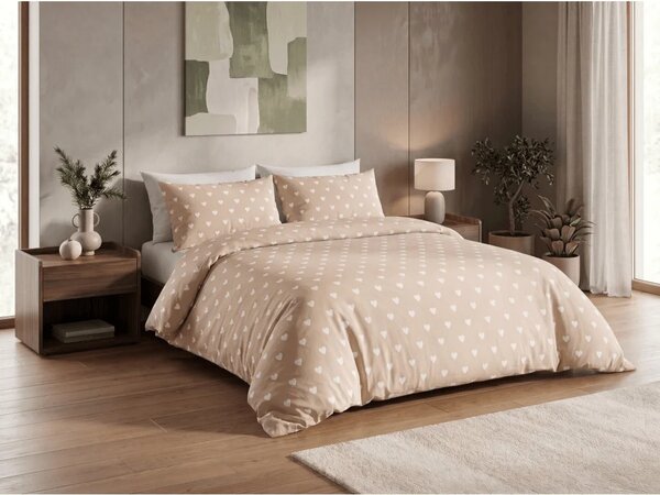 Set posteljine od polipamuka HEARTILO POLY bež + jastučnica 50 x 70 cm BESPLATNO