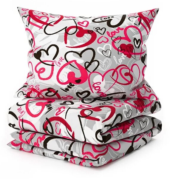 Set posteljine od polipamuka STREET LOVE POLY siva + jastučnica 50 x 70 cm BESPLATNO