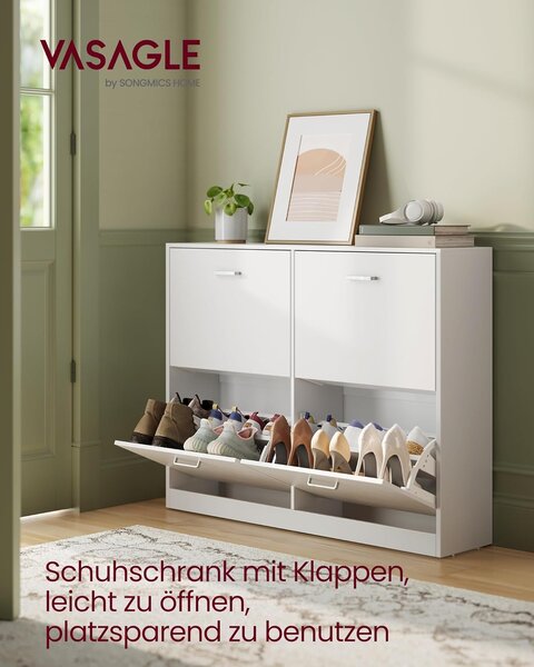 Ormar za cipele s 4 ladice, 24 x 105,5 x 82,7 cm, bijele boje | VASAGLE