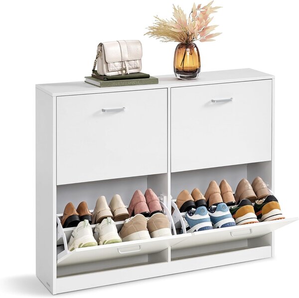 Ormar za cipele s 4 ladice, 24 x 105,5 x 82,7 cm, bijele boje | VASAGLE