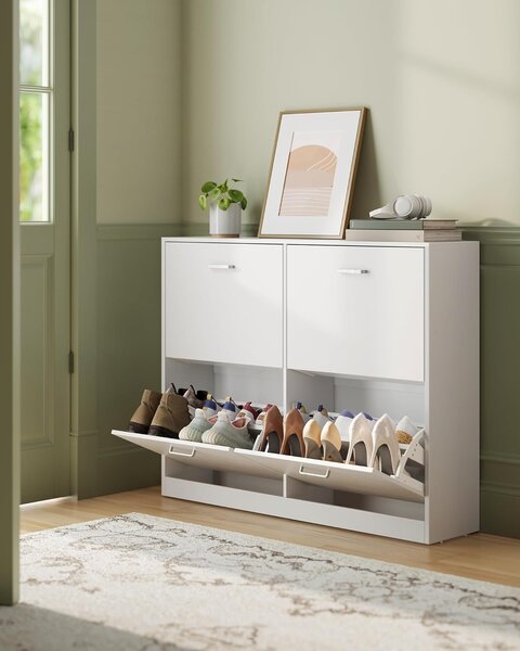 Ormar za cipele s 4 ladice, 24 x 105,5 x 82,7 cm, bijele boje | VASAGLE
