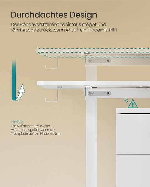 Električni stol podesive visine, 60 x 140 x 72–120 cm, bijeli | SONGMICS