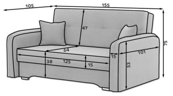 Razvlačiva dvosedna sofa LAINE, bež boje
