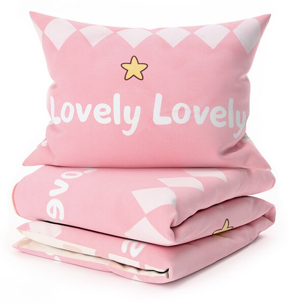Pamučna posteljina za krevetic AUTA LOVELY ružičasta