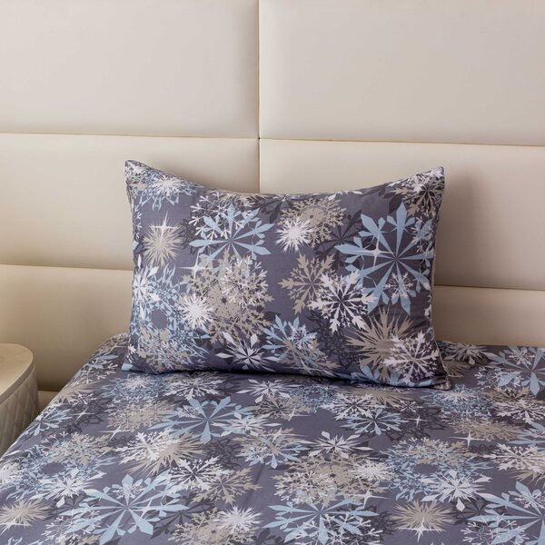 Jastučnica od mikrovlakana SNOWFLAKE 50x70 cm, modro-siva