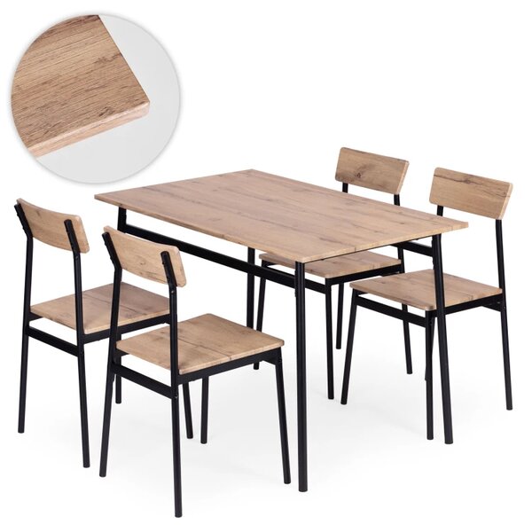 Blagovaonski set - stol + 4 stolice Smeđa