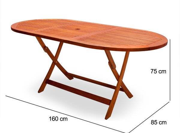 Sklopivi vrtni stol Alabama od drva akacije 160 x 85 x 75 cm