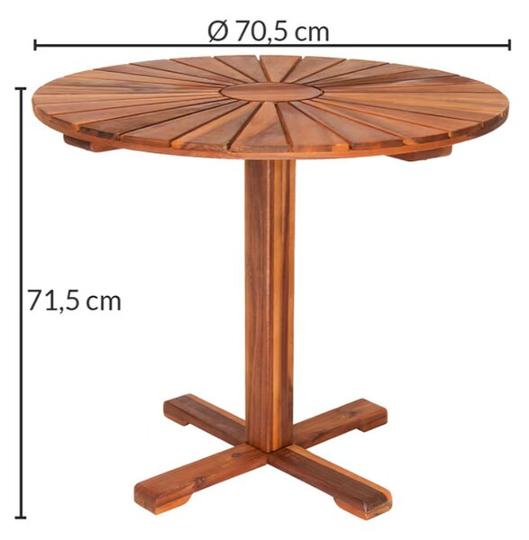Okrugli vrtni stol od masivnog drva akacije - 70 cm