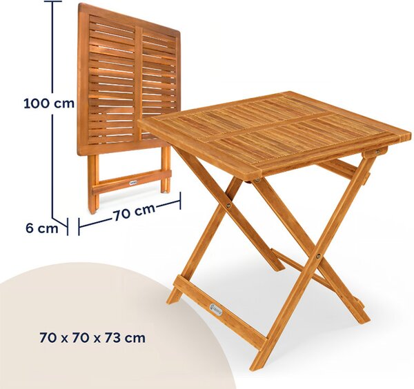 Sklopivi vrtni stol od masivnog drva akacije - 70 x 70 cm