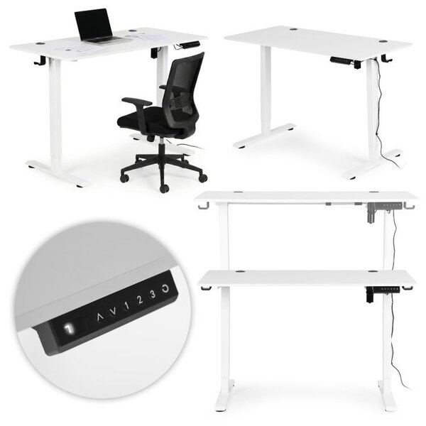 Električni radni stol s podesivim visinom i bijelim nogama - 120 x 60 cm