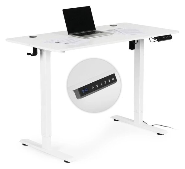 Električni radni stol s podesivim visinom i bijelim nogama - 120 x 60 cm