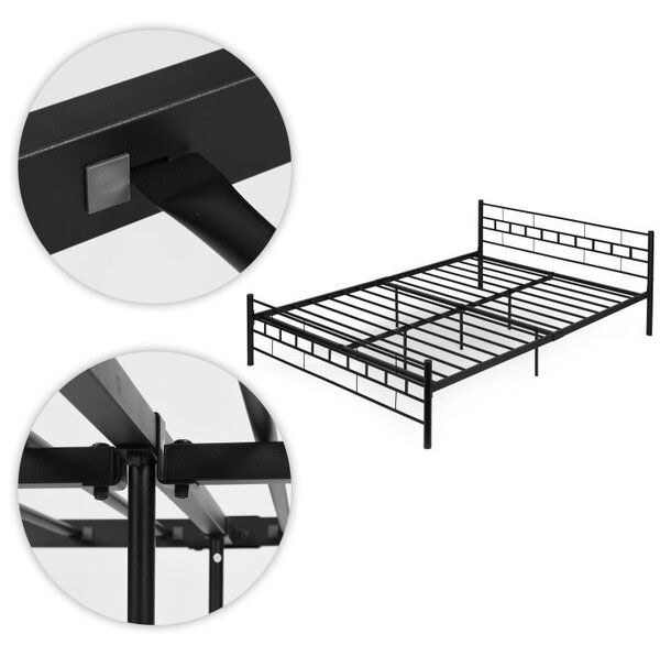 Moderni metalni krevet sa stabilnim okvirom u minimalističkom dizajnu Širina: 140 cm | Duljina: 200 cm