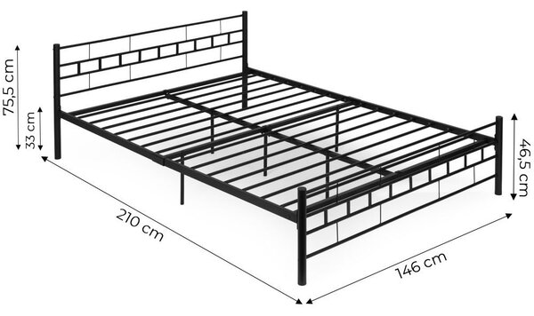 Moderni metalni krevet sa stabilnim okvirom u minimalističkom dizajnu Širina: 140 cm | Duljina: 200 cm