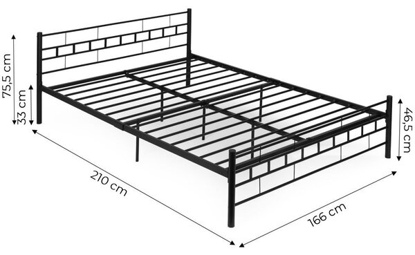 Moderni metalni krevet sa stabilnim okvirom u minimalističkom dizajnu Širina: 140 cm | Duljina: 200 cm