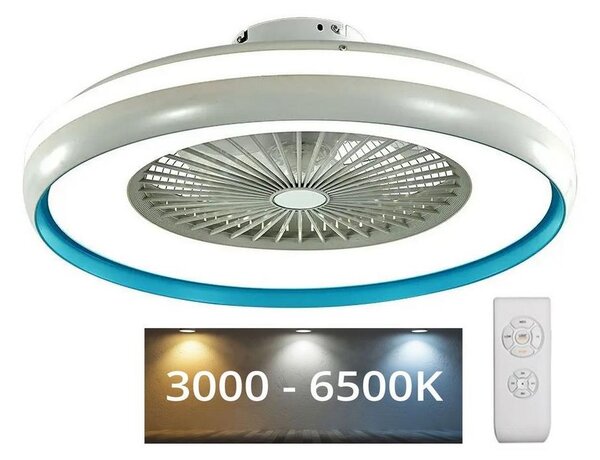 LED Stropna svjetiljka s ventilatorom LED/45W/230V 3000/4000/6500K plava