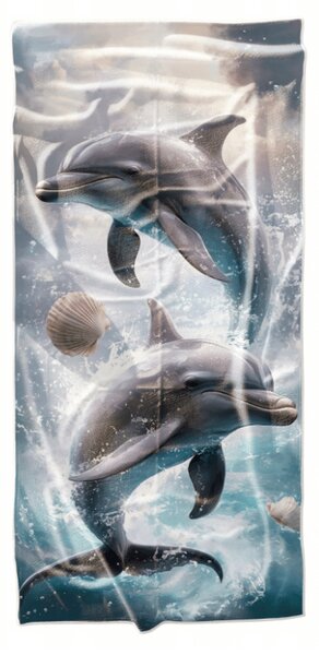 Brzoprosušujući plažni ručnik DOLPHINS plava 70 x 140 cm, 100% mikrovlakana