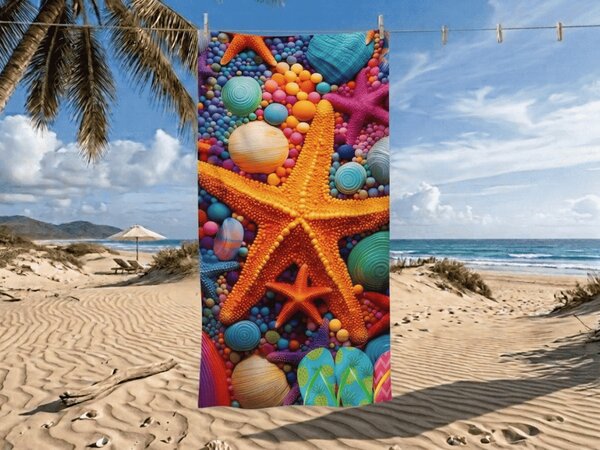 Brzosušeći plažni ručnik COLOR SEA šareni 70 x 140 cm, 100% mikrovlakana