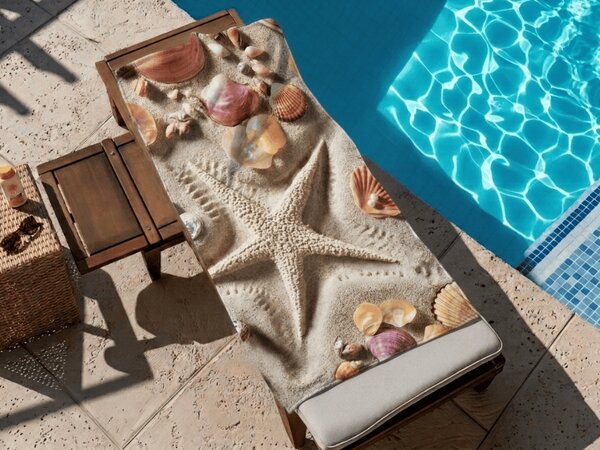 Brzosušeći plažni ručnik OCEAN SAND šareni 70 x 140 cm, 100% mikrovlakana