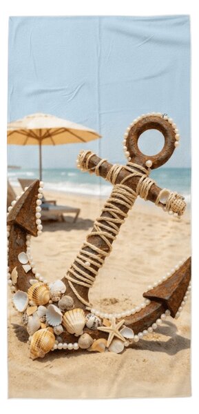 Brzosušeći plažni ručnik ANTIC ANCHOR šareni 70 x 140 cm, 100% mikrovlakana