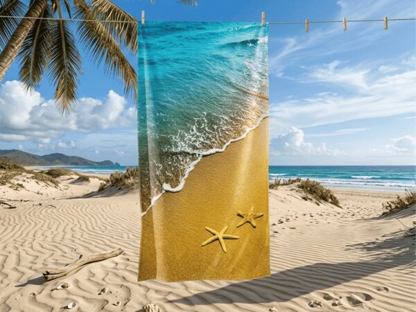 Brzo sušeći plažni ručnik SUNNY BEACH šareni 70 x 140 cm, 100% mikrovlakana
