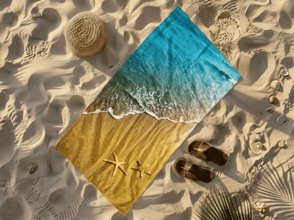 Brzo sušeći plažni ručnik SUNNY BEACH šareni 70 x 140 cm, 100% mikrovlakana